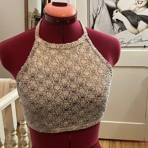 Women's textured Gray Halter Top small